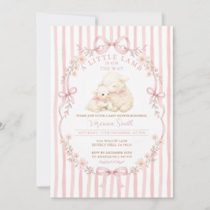 Invitation rayée pour Baby Shower avec un petit ag