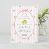 Invitation rayée pour Baby Shower Citron (Debout devant)
