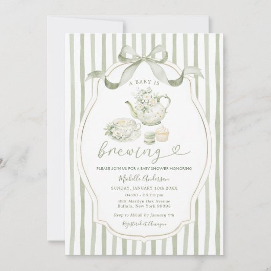 Invitation rayée pour Baby Shower sur le thème du (Devant)