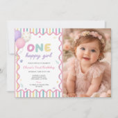 Invitation rayée pour le 1er anniversaire d'une fi (Devant)