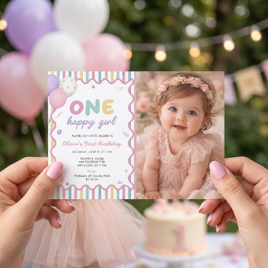 Invitation rayée pour le 1er anniversaire d'une fi