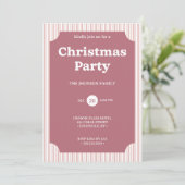 Invitation rayée pour une fête de Noël rétro rouge (Debout devant)