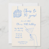 Invitation rayée pour une soirée de cocktails rétr (Devant)