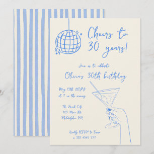 Invitation rayée pour une soirée de cocktails rétr