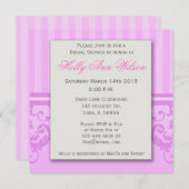 Invitation rayée rose de Fête de la mariée de (Devant / Derrière)