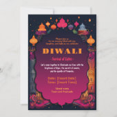 Invitation Rayon de diwali rose et marron (Devant)