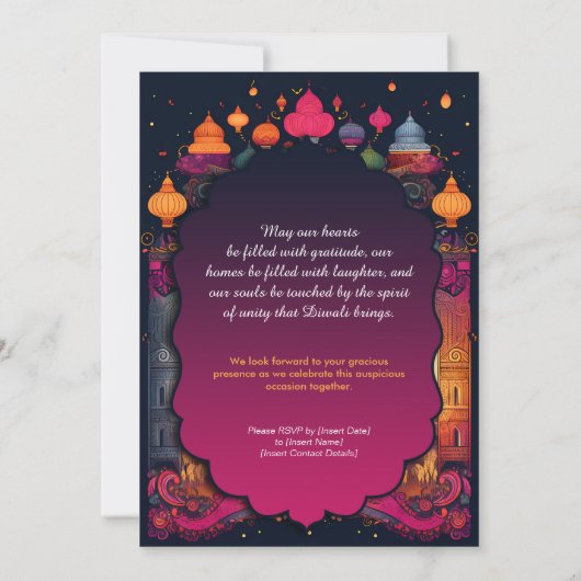 Invitation Rayon de diwali rose et marron (Dos)