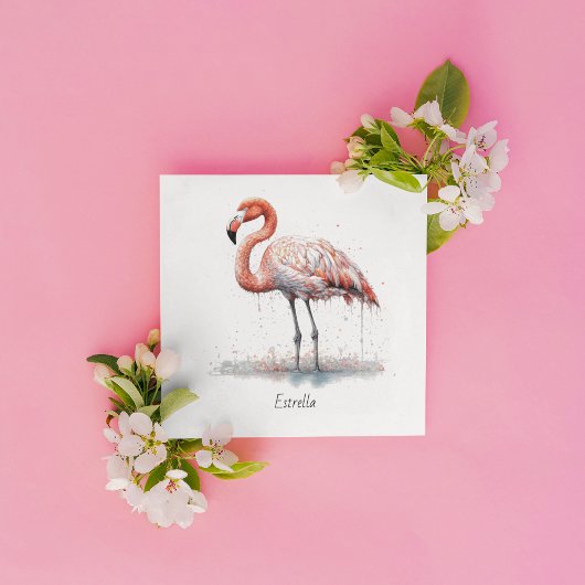 Invitation Rayon de Flamant rose : Flamant rose aquarelle, pe