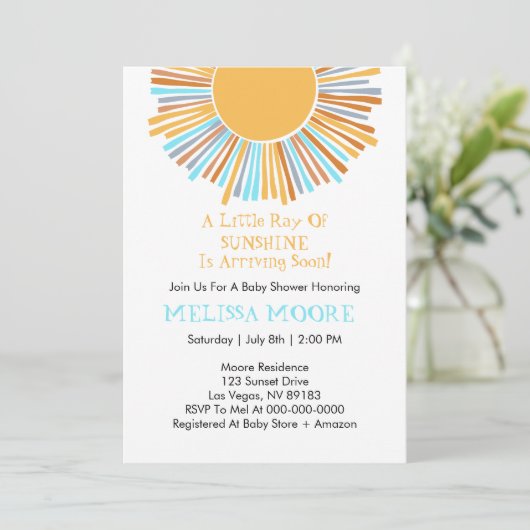 Invitation Rayon de soleil budgétaire Rétro Boho Soleil (Debout devant)