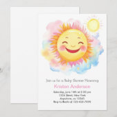 Invitation Rayonnant Un Petit Rayon de Baby shower de fille s (Devant / Derrière)