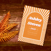 Invitation Rayons de soleil orange super rétro les années 70 