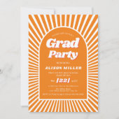 Invitation Rayons de soleil orange super rétro les années 70  (Devant)