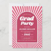 Invitation Rayons de soleil rose magenta rétro super les anné (Devant)