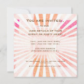 Invitation Rayons du coucher de soleil (Dos)