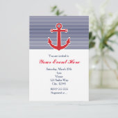 Invitation Rayure Bleue et Blanche Red Anchor Naut (Debout devant)