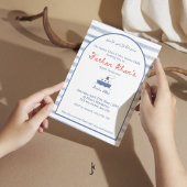 Invitation Rayure de bateau bleu côtier nautique pour bébé ga