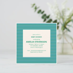 Invitation Rayure Été Bébé Shower Bleu Canard