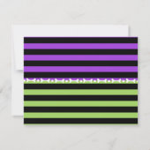 Invitation Rayure Halloween Vert Violet & Noir Merci (Dos)