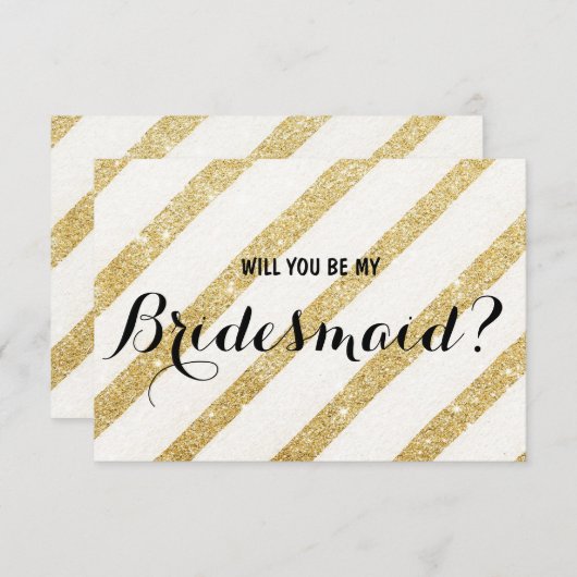 Invitation Rayure moderne d'or de brosse vous serez ma (Devant / Derrière)