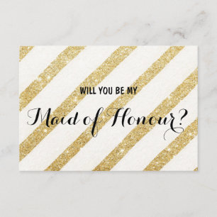 Invitation Rayure moderne d'or vous serez ma domestique