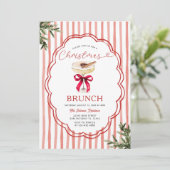 Invitation Rayure rouge festive & Brunch de Noël des Fêtes (Debout devant)