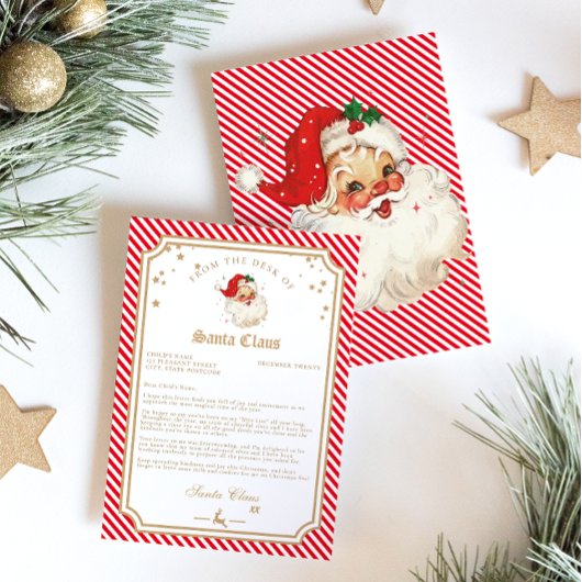 Invitation Rayure rouge Lettre du Père Noël