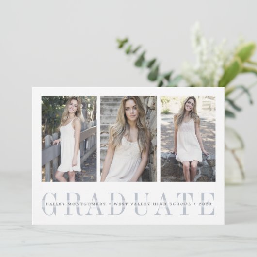 Invitation Rayure transparente | Fête de fin d'études en phot (Debout devant)