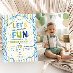 Invitation Rayures Amusons-Nous Anniversaire Coloré