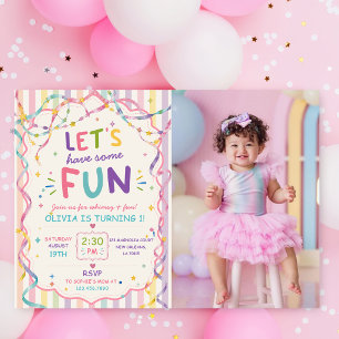 Invitation Rayures Amusons-Nous Anniversaire Coloré