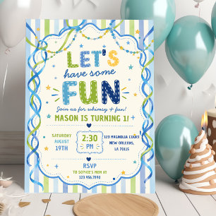 Invitation Rayures Amusons-Nous Anniversaire Coloré