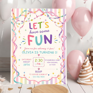 Invitation Rayures Amusons-Nous Anniversaire Coloré