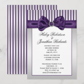 Invitation Rayures Blanches Argent Violet Diamants Après Mari (Devant / Derrière)