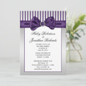 Invitation Rayures blanches argentées violettes Diamants Aprè (Debout devant)