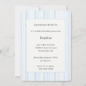 Invitation Rayures Blanches Bleu Clair Anniversaire (Devant)