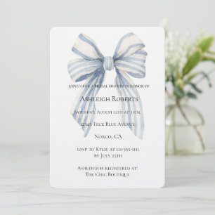 Invitation Rayures Blanches Bleues Nœud Papillon Enterrement