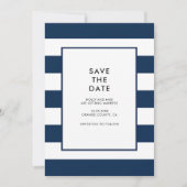 Invitation Rayures blanches de la marine Chic Simple Moderne (Devant)