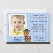 Invitation Rayures bleues d'ours d'obtention du diplôme de (Devant)