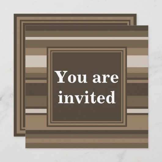 Invitation rayures Brown (Devant / Derrière)
