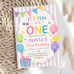Invitation Rayures C'est Amusant D'être Un Anniversaire Color