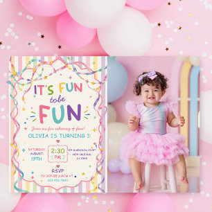 Invitation Rayures C'est Amusant D'être Un Anniversaire Color