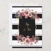 Invitation Rayures Chic Fleurs Aquarelle Sip & See (Devant)