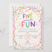 Invitation Rayures cinq fois plus de plaisir Anniversaire col (Devant)