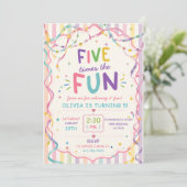 Invitation Rayures cinq fois plus de plaisir Anniversaire col (Debout devant)
