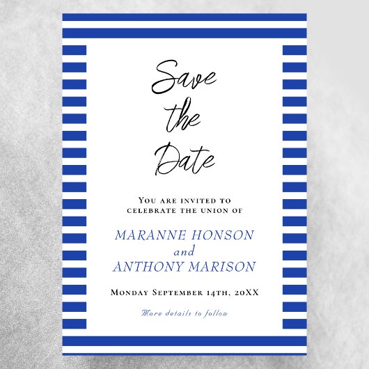 Invitation Rayures Classiques Enregistrez la Date