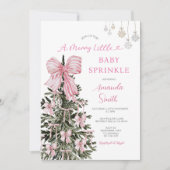 Invitation Rayures de Baby Sprinkle de Noël Rose (Devant)
