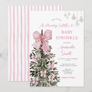 Invitation Rayures de Baby Sprinkle de Noël Rose