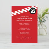 Invitation Rayures de course vintage - Rouge et noir (Debout devant)
