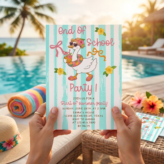 Invitation rayures de fin d'année Silly Goose