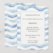 Invitation Rayures de la rivière bleue Anniversaire (Devant / Derrière)