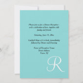Invitation Rayures de monogramme bleu écume de mer de plage d (Dos)